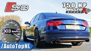 750HP Audi S8 *HYBRID TURBOS* 0-303KMH ACCELERATION & MILLTEK EXHAUST SOUND by AutoTopNL