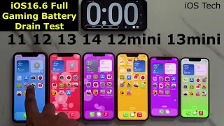 iOS16.6 iPhone 11 vs 12 vs 13 vs 14 vs 12mini vs 13mini Full Gaming Battery Drain Test🔥 @iosTech11