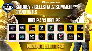 SUMMER CUP GRAND FINALS DAY 1 GROUP A VS B | CELESTIALS X SMOKEY ESPORTS | 50000K PP |