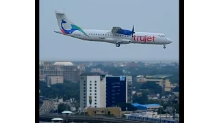 CHENNAI METRO TRIAL RUN crossing KOYAMBEDU METRO , TRUJET FLIGHT LANDING , CHENNAI SKYLINE