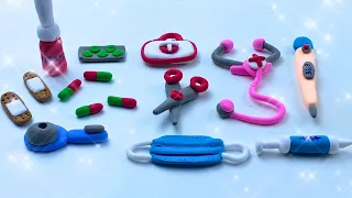 Amazing Technique Make Polymer Clay Miniature Doctor Set  DIY Howe to Make Clay Mini Medical Kit