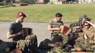 Swiss Soldiers play some Music on their last day of Service - Swiss Army