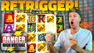 Danger High Voltage Bonus RETRIGGERS! (Big Win)