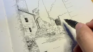 Pen drawing for Beginners Simple Urban sketching video 👾✒️