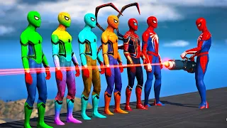 GTA 5 Crazy Ragdolls | Spider-man Vs Colorful Super Hero Jumps Fails (EP.02)