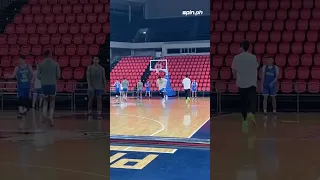 Kai Sotto takes part in a shooting drill in first real practice with Gilas #fiba