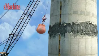 Extremely Fastest Factory Dangerous Demolition Skills By Excavator Wrecking Ball