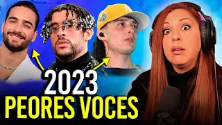 Los PEORES cantantes con ÉXITO SIN TALENTO del 2023 | vocal coach Reaction & analysis