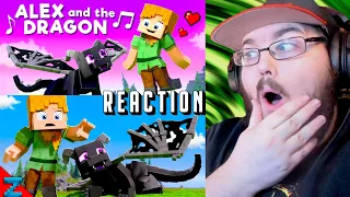 “Alex and the Dragon” [VERSION A & B] Minecraft Animation Music Video  (Song - Fly Away) REACTION!!!