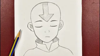 Easy cartoon drawing | how to Aang [THE AVATAR ] step-by-step