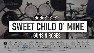 Sweet Child O' Mine - Guns N Roses (★★☆☆☆) Rock Drum Cover, Tutorial