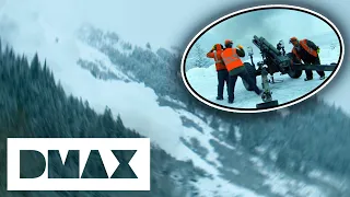 Railroad Crew Use A Howitzer Artillery Gun To Start A Huge Avalanche! | Railroad Alaska