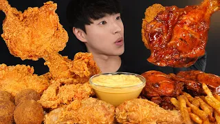 ASMR MUKBANG FRIED CHICKEN & JAMAICAN JERK CHICKEN & FRENCH FRIES & CHEESE BALLS! EATING SOUNDS