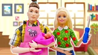 Ken vai cuidar das crianças sozinho! Vídeos para meninas com boneca Barbie em português