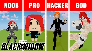 Minecraft NOOB vs PRO vs HACKER vs GOD: BLACK WIDOW STATUE HOUSE BUILD CHALLENGE in Minecraft