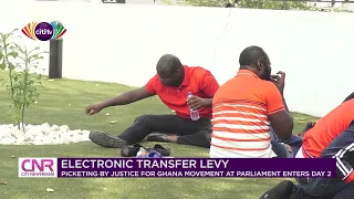 Justice for Ghana Movement pickets in front of Parliament for second day to protest against e-levy