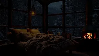 Bequem und warm in einem warmen Bett an einem Wintertag | Entspannendes Kamingeräusch