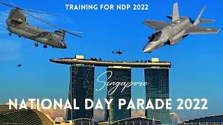 Fighter Jet and Helicopter above MBS for Training Singapore NDP 2022