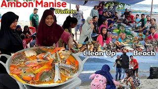 Clean up Beach Pantai Wailete Ambon, Jaring Kepiting masak & makan bersama Warga