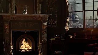 Relax By A Cozy Victorian London Fireplace | Crackling Fireplace Ambience | Victorian London Sounds