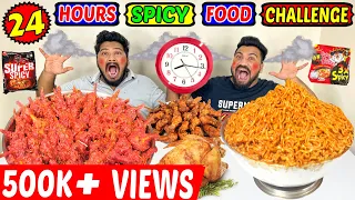 24 HOURS SPICY FOOD CHALLENGE🔥 LIVING ON SPICY FOOD FOR 24 HOURS😱 (Ep-469)