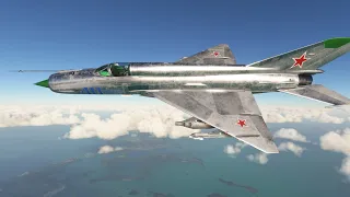 MiG-21 Fishbed BIS in flight at Cayo Santa Maria, Cuba --/o-- Microsoft Flight Simulator