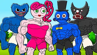 ALL SERIES MUSCLE POPPY PLAYTIME! MUSCLE DADDY LONGLEGS VS MUSCLE MOMMY LONGLEGS! Cartoon Animation