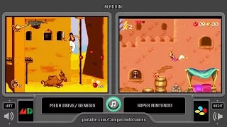 Aladdin (Sega Genesis vs Snes) Side by Side Comparison