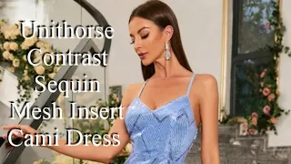Unithorse Contrast Sequin Mesh Insert Cami Dress
