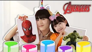 슈퍼히어로 아이언맨 헐크 색칠놀이 챌린지 Dancing Superheroes Challenge Learn Color With Superhero-마슈토이Mashu ToysReview