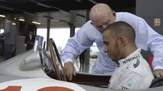 Lewis and Sir Stirling Moss at Silverstone