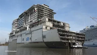 AIDAnova | float in mega blocks at shipyard MEYER WERFT in Papenburg | 4K-Quality-Video