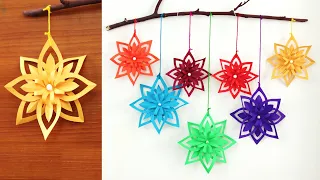 Simple Paper snowflake wall hanging | DIY easy paper crafts tutorial - Wall decoration ideas