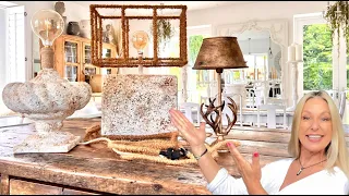 LAMP MAKEOVER ~ DIY Stone Look ~ DIY Vintage Metal Look ~ Home Decor on a Budget