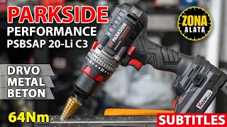 New Parkside PSBSAP 20-Li C3 64Nm Performance Drill for Concrete, Wood and Metal