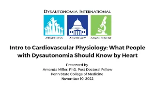 Introduction to Cardiovascular Physiology: What People with Dysautonomia Should Know by Heart