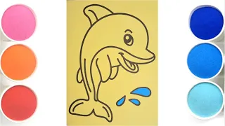 Colored sand painting Cute Dolphin Cute Fish