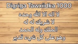 Digriga Tawxiidka 1000 | لا اله الا الله وحده لا شريك له له الملك وله الحمد وهو على كل شيء قدير