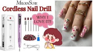 MelodySusie Cordless Nail Drill Review | Marble Nail Art With Stickers (Easy!)