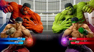 Red Hulk & Ryu Vs Hulk & Ryu [ Hard AI ] | Marvel vs Capcom: Infinite