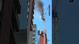 Crane catches fire and collapses in Manhattan #shorts