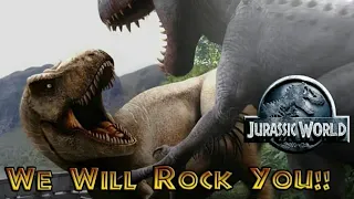 Pelea final de Jurassic World (We Will Rock You)