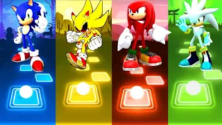 Sonic vs Super Sonic Exe vs Knuckles vs Silver Sonic - Tiles Hop Edm Rush