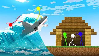 Stickman VS Minecraft: Tsunami At School - AVM Shorts Animation