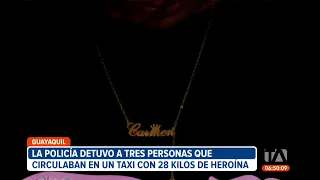 3 miembros de Las Águilas fueron capturados con 28 kilos de heroína en un taxi en Guayaquil