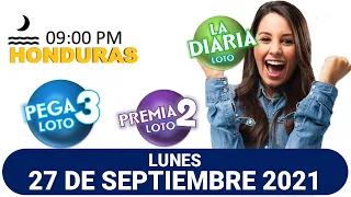 Sorteo 09 PM Loto Honduras, La Diaria, Pega 3, Premia 2, LUNES 27 de septiembre 2021 |✅🥇🔥💰