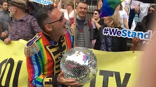 WATCH: 'Disco outside the Dáil' in protest against visit of US vice-president Mike Pence