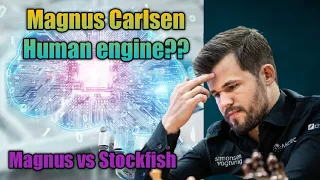 Magnus Carlsen age 29 vs Stockfish 14 level 8 on Lichess