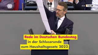 Rede im Deutschen Bundestag | Otto Fricke (FDP) in der Schlussrunde zum Haushaltsgesetz 2022