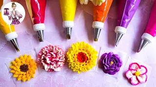 How to pipe 6 classic buttercream flowers | Piping tips & techniques for perfect cake decorating